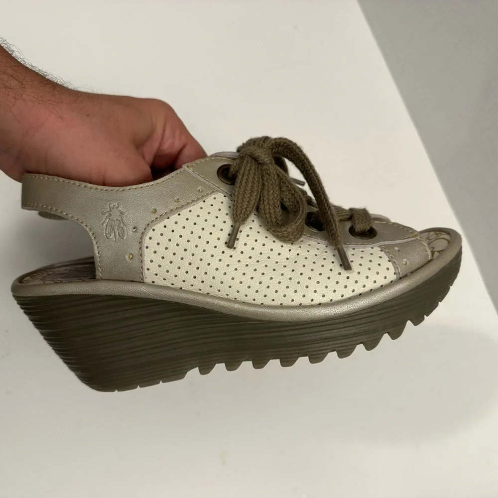Fly London Yuta Women's Platform Wedge | Open Toe | Lace Up Sandal Size EU 39